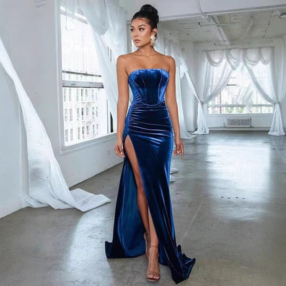 Damen Abendkleid Tailliert Hochgeschlitzt Eveloria