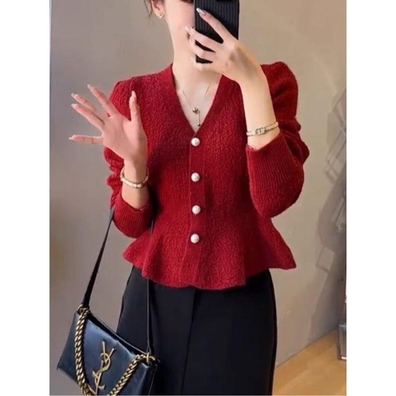 Damen Strickjacke mit Knöpfen und Taillierung Elegantes Design - Eveloria