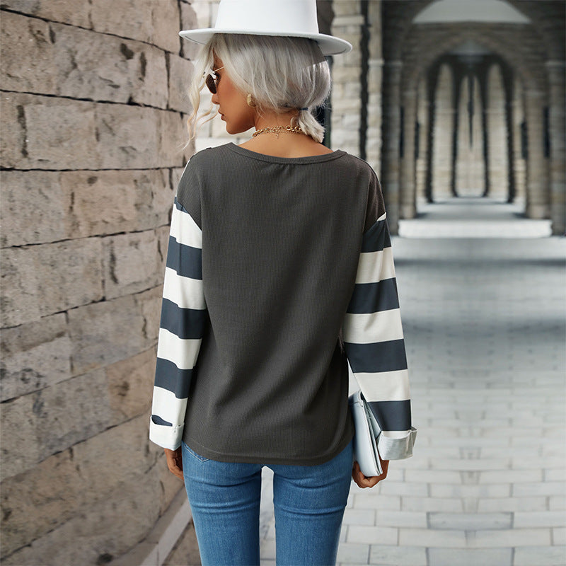 Damen Bluse Langärmelig Tierprint Streifenmuster Eveloria