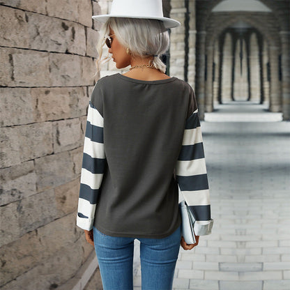 Damen Bluse Langärmelig Tierprint Streifenmuster Eveloria