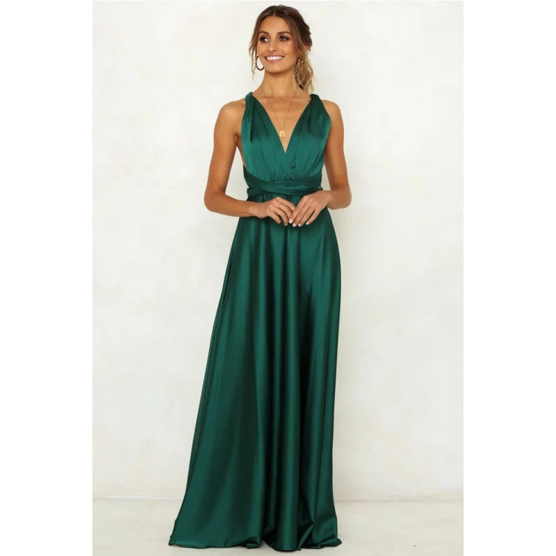 Damen Maxikleid Langärmlig Wickelausschnitt Eveloria