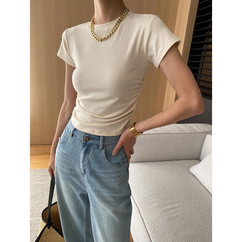 Damen T-Shirt Figurbetont Raffungselemente Eveloria