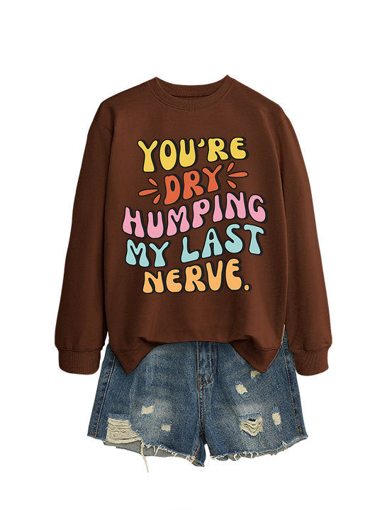Damen Sweatshirt Lässiger Schnitt Comic-Slogan Grau Eveloria