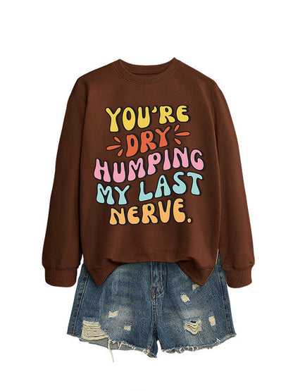 Damen Sweatshirt Lässiger Schnitt Comic-Slogan Grau Eveloria