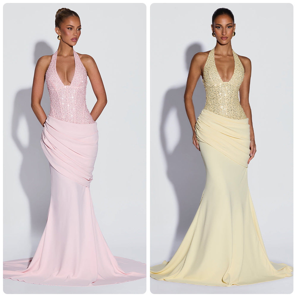 Damen Abendkleid Schimmer Oberteil Fließender Rock Eveloria - Eveloria
