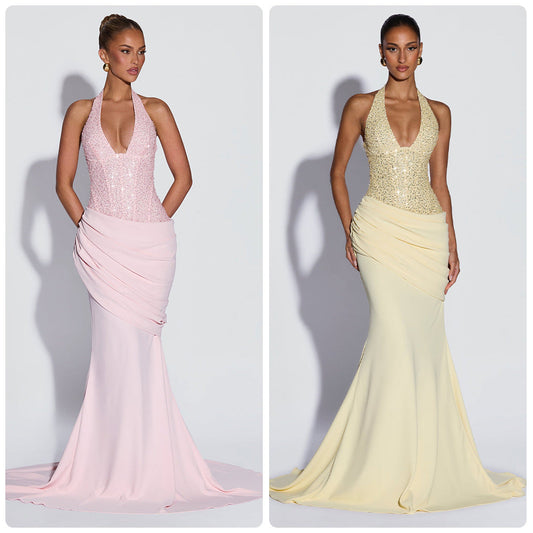 Damen Abendkleid Schimmer Oberteil Fließender Rock Eveloria - Eveloria