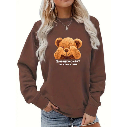 Damen Pullover Bärenmotiv Süß Eveloria