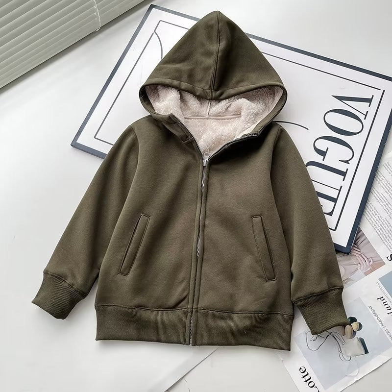 Damen Hoodie-Jacke Fleecefüllung Warm Kuschelig Grau Eveloria
