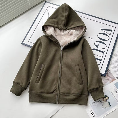 Damen Hoodie-Jacke Fleecefüllung Warm Kuschelig Grau Eveloria