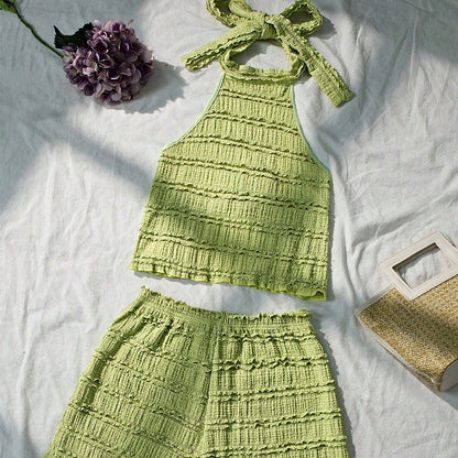 Damen Two-Piece Set Strukturiertes Material Luftig Eveloria
