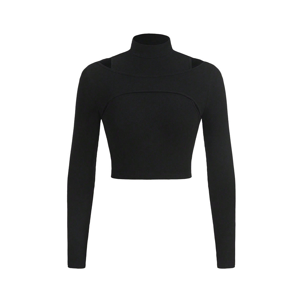 Damen Crop- Hochgeschlossen Cut-Out-Design Eveloria