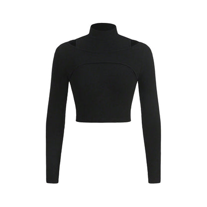Damen Crop- Hochgeschlossen Cut-Out-Design Eveloria