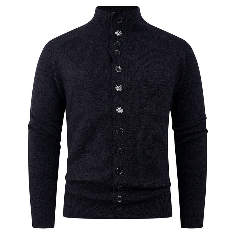Herren Strickcardigan Stehkragen Knopfverschluss Grau