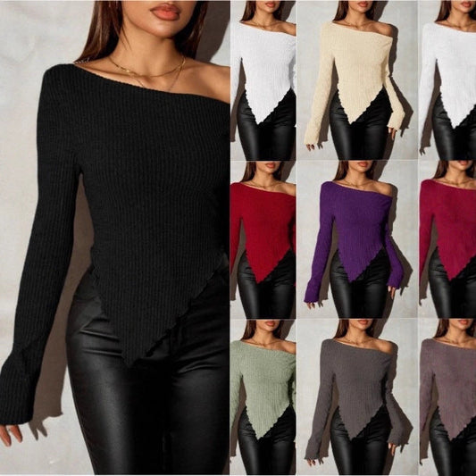 Damen Asymmetrischer Strickpullover Eveloria - Eveloria