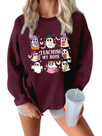 Damen Sweatshirt Halloween-Motiv Lässiger Schnitt Eveloria