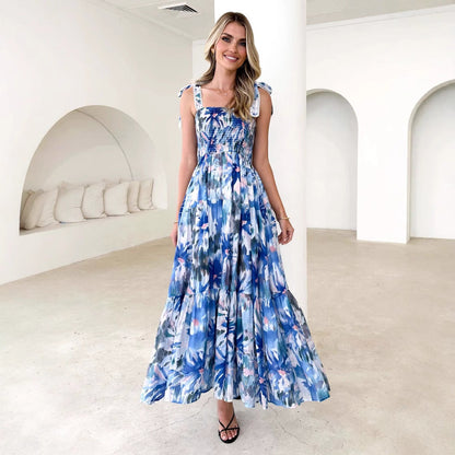 Damen Maxikleid Rüschendesign Fließend Eveloria