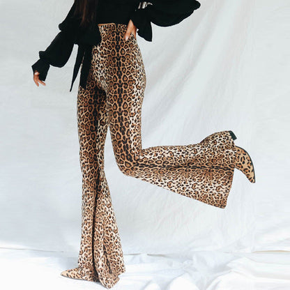 Damen Schlaghose Leopardenmuster Eveloria