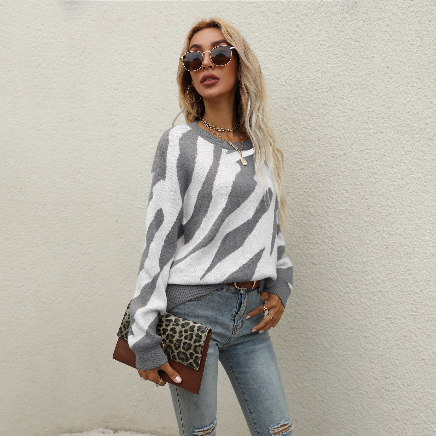 Damen Strickpullover Tiermuster Innovativ
