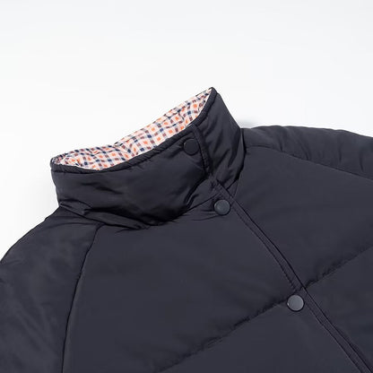 Damen Steppjacke Urbaner Stil Hochkragen Praktische Taschen