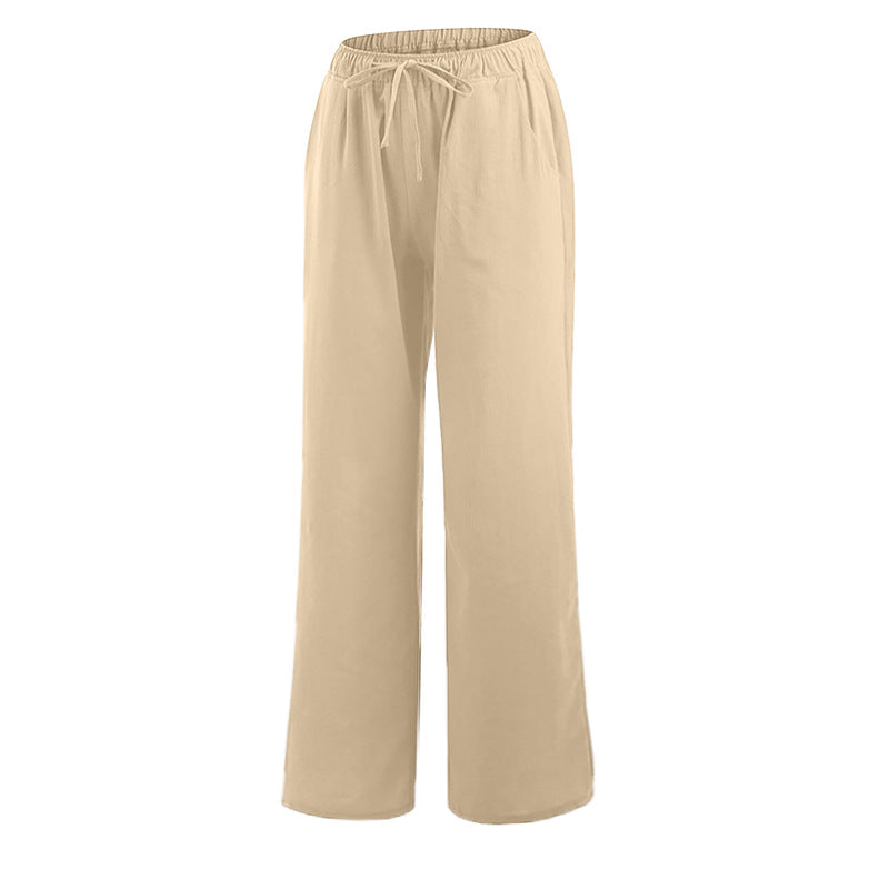 Damen Weite Leinenhose Bequem Eveloria