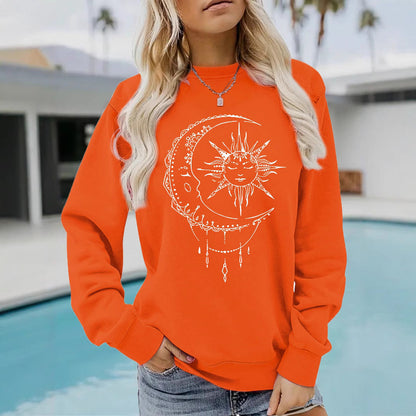 Damen Sweatshirt Sonnen-Mond-Motiv Eveloria