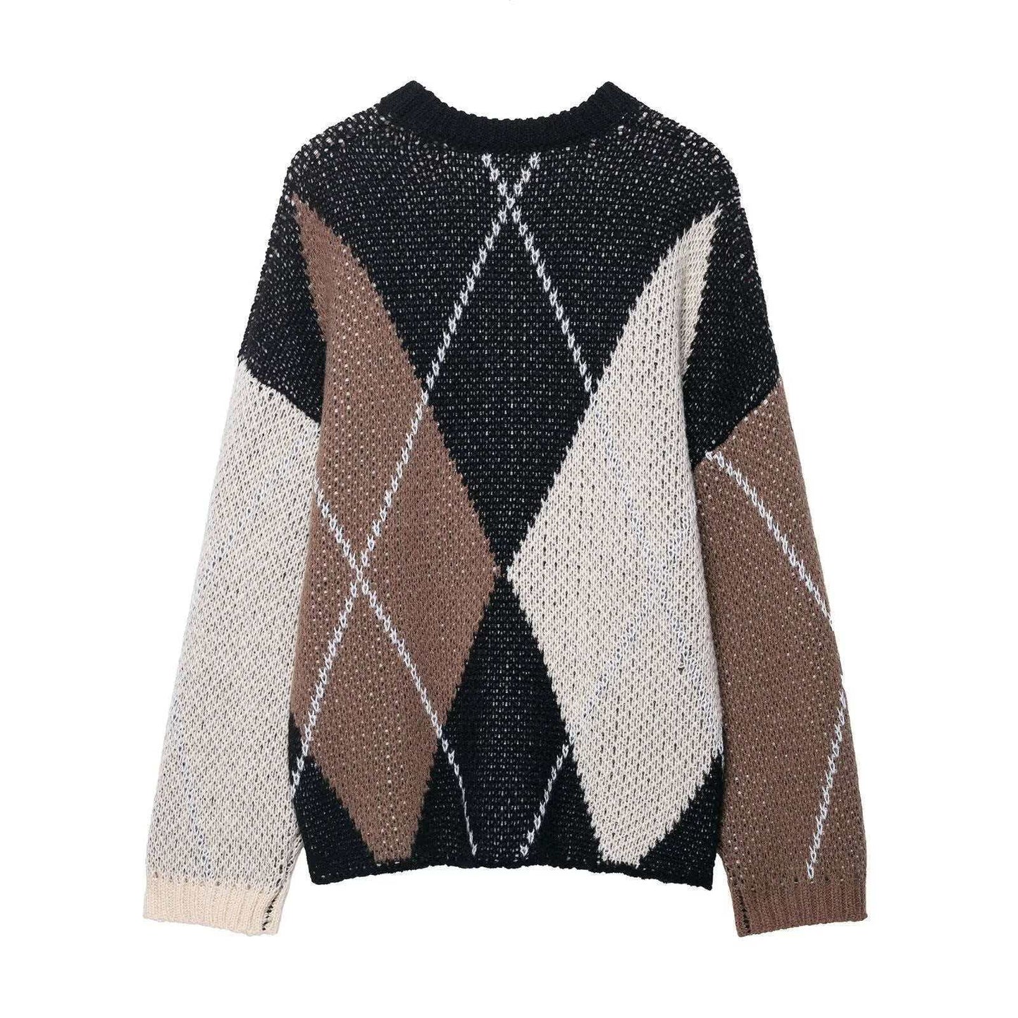 Damen Pullover Rautenmuster Modern Eveloria