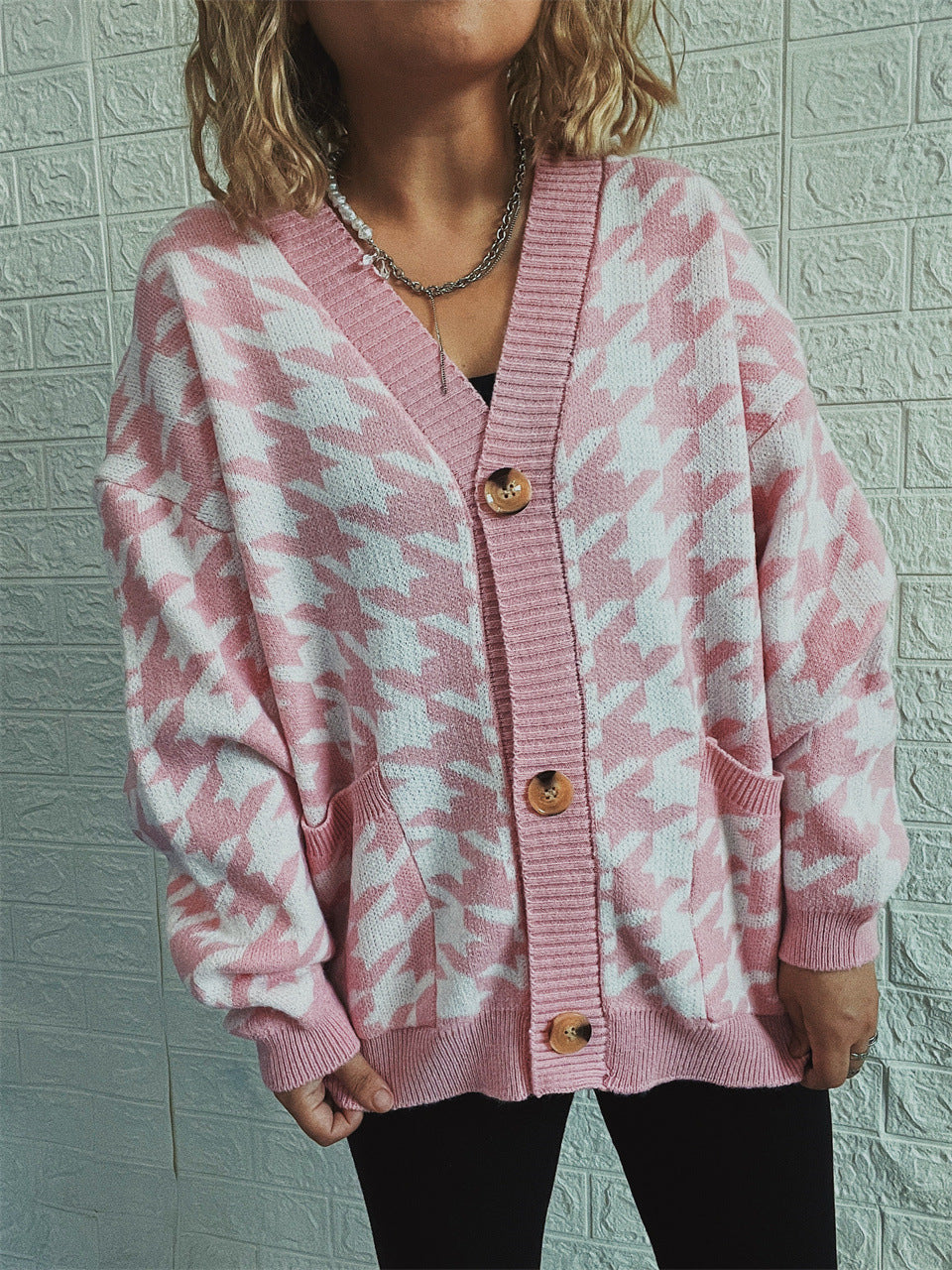 Damen Strickjacke Hundemuster Modern Eveloria