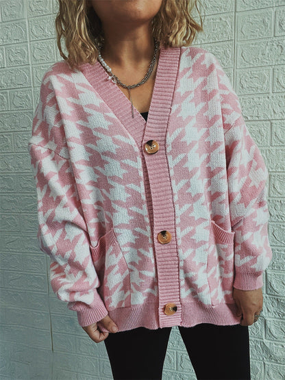Damen Strickjacke Hundemuster Modern Eveloria