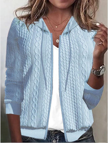 Damen Strickjacke Kapuze Strukturiertes Muster Eveloria