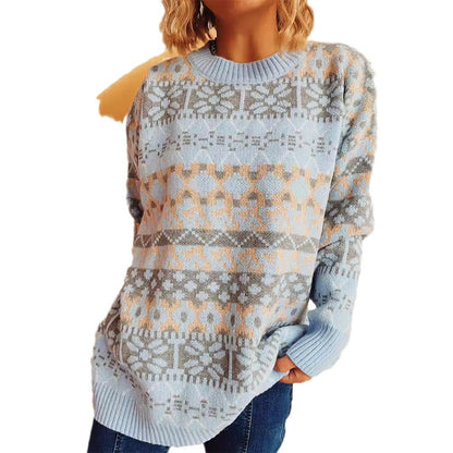 Damen Pullover Norweger Muster Lässig Bequem Eveloria