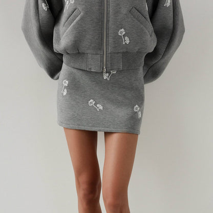 Damen Sportset Blumenstickerei Eveloria