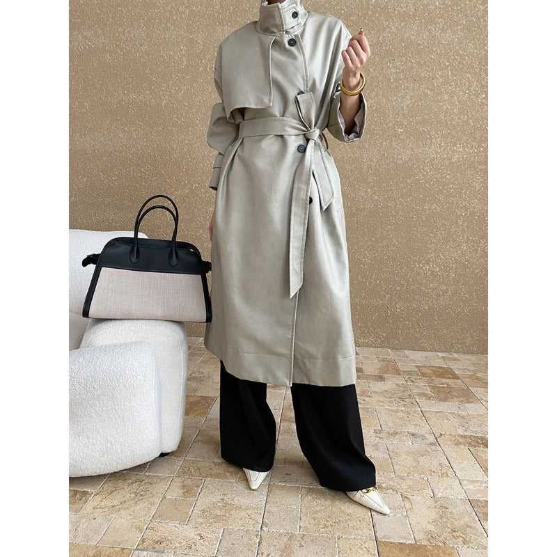 Damen Trenchcoat mit Gürtel und Kragen Eveloria