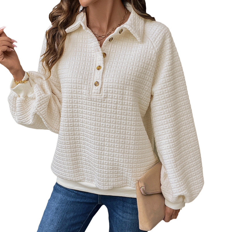 Damen Overshirt mit Knöpfen und Waffelmuster Grau