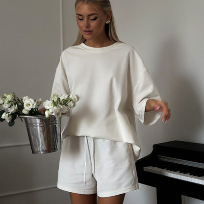 Damen Oversized Zweiteiler-Set T-Shirt und Shorts