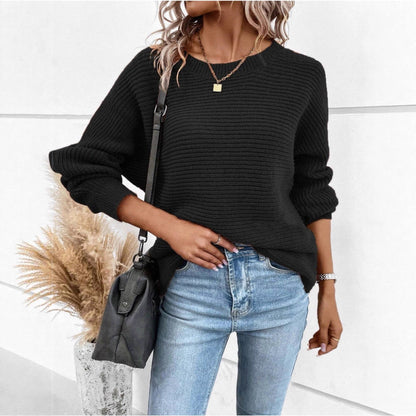 Damen Strickpullover V-Ausschnitt Kontrasttexturen Grau