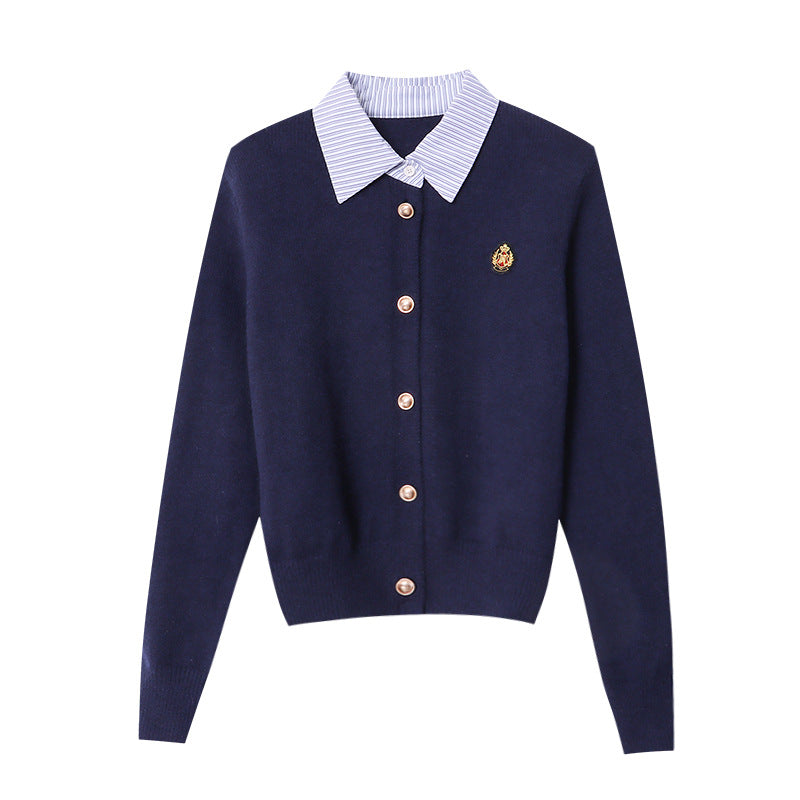 Damen Cardigan mit Kragen und Knöpfen Eveloria