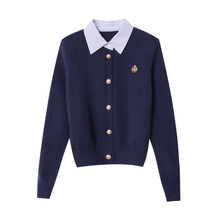 Damen Cardigan mit Kragen und Knöpfen Eveloria