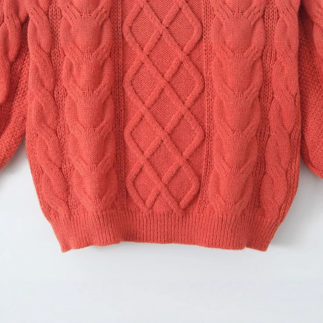 Damen Pullover Strick Zopfmuster Eveloria