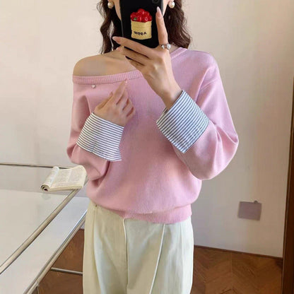 Damen Pullover Lässig Abnehmbarer Innenarm Eveloria