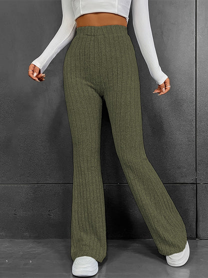 Damen Ripp-Hose Hochbund Weich Eveloria