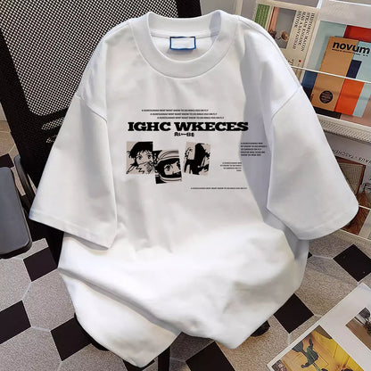 Damen Oversized Grafik T-Shirt Eveloria Weiß