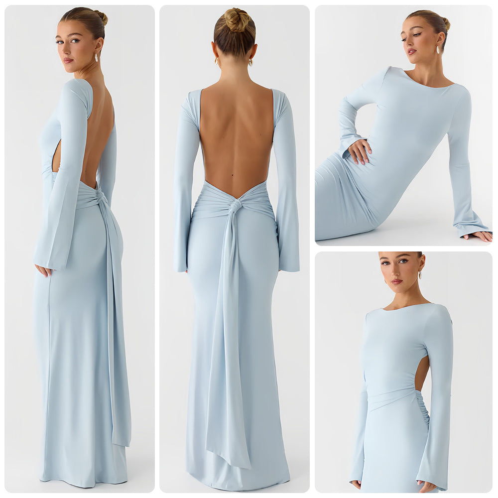 Damen Maxikleid Langarm Schwingrock Eleganz Eveloria - Eveloria