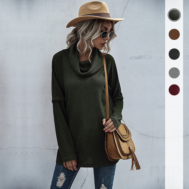 Damen Pullover Lässig Weiter Kragen Strukturiert Beige Eveloria - Eveloria