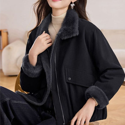 Damen Steppjacke Warm Flauschiger Kragen Eveloria