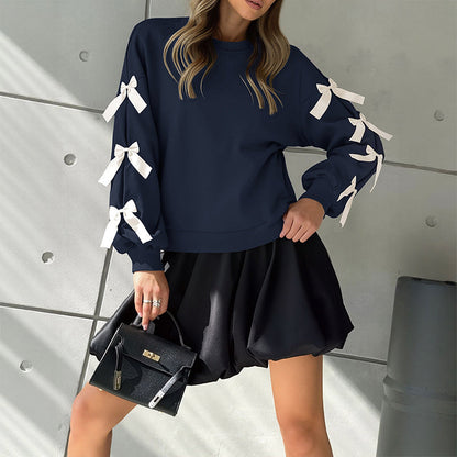 Damen Oversized Sweater mit Schleifendetails