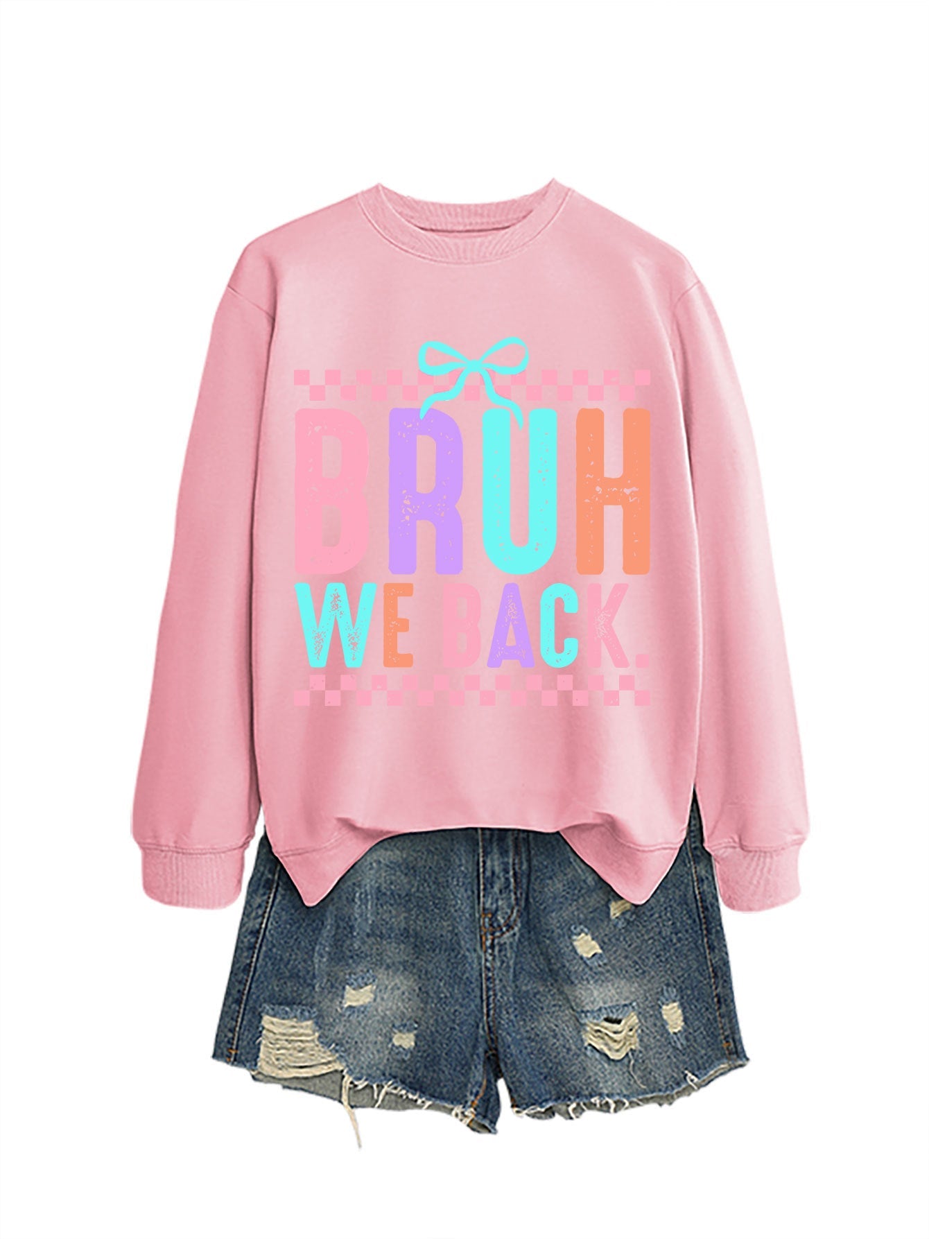 Damen Sweatshirt Bequem Fröhlicher Druck Grau Eveloria