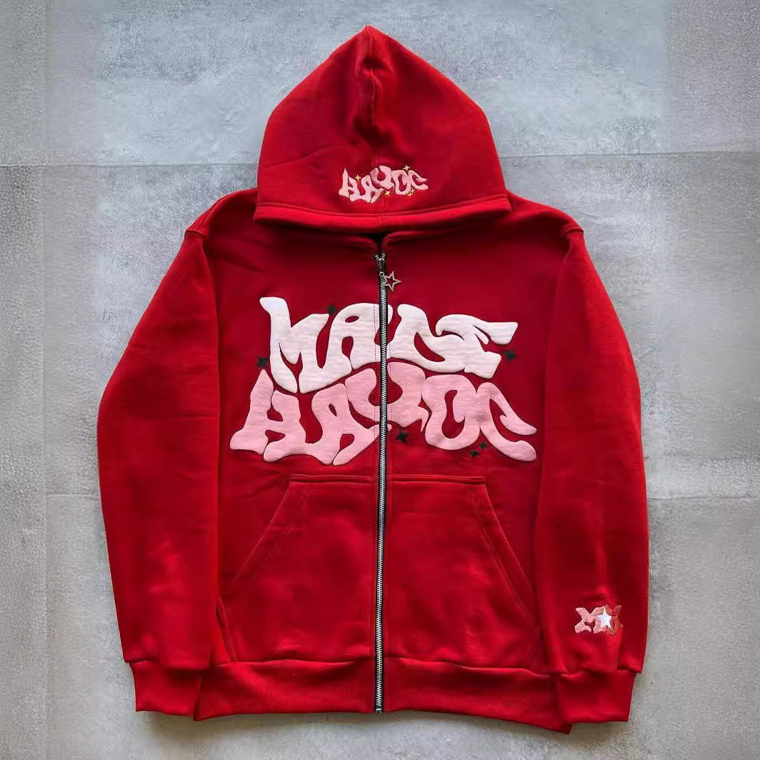Damen Sportjacke Graffiti-Stil Kapuzenjacke Grau Eveloria