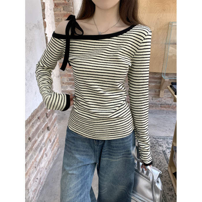 Damen Langarmshirt Asymmetrisch mit Trägerdetail