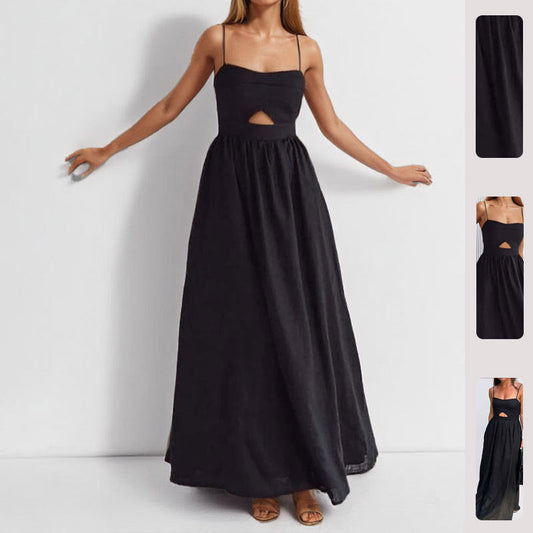 Damen Maxikleid Cut-Out-Detail Fließender Rock Eveloria - Eveloria