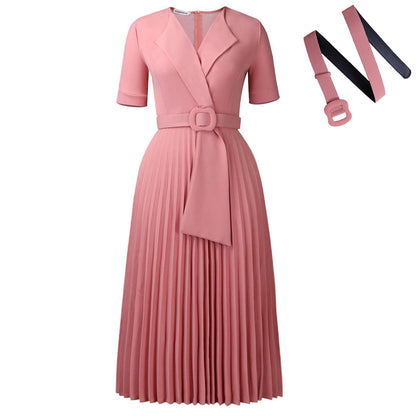 Damen Plissee-Kleid mit Taillenblazer und abnehmbarem Gürtel